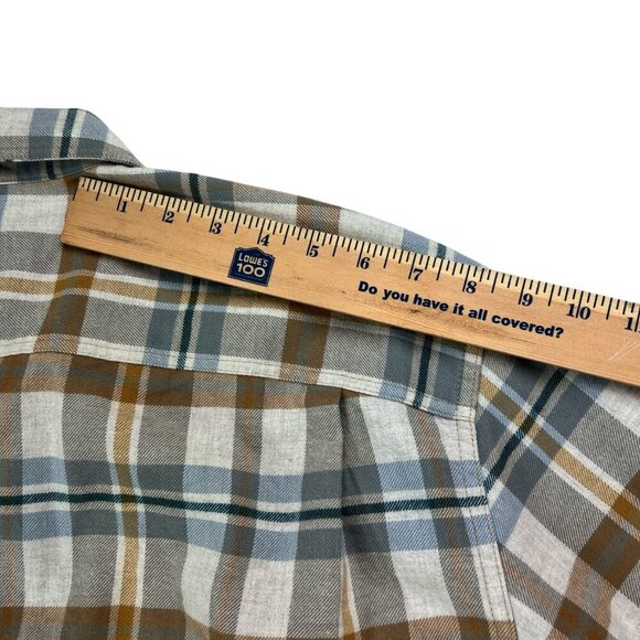 Men's Patagonia 100% Organic Cotton Flannel Button Up Brown/White/Blue Size XL - Picture 14 of 15